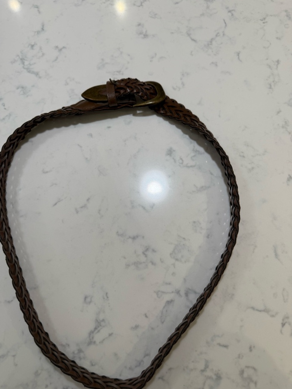 Braided Leather Waist Belt - Brown - Picture 2 of 4